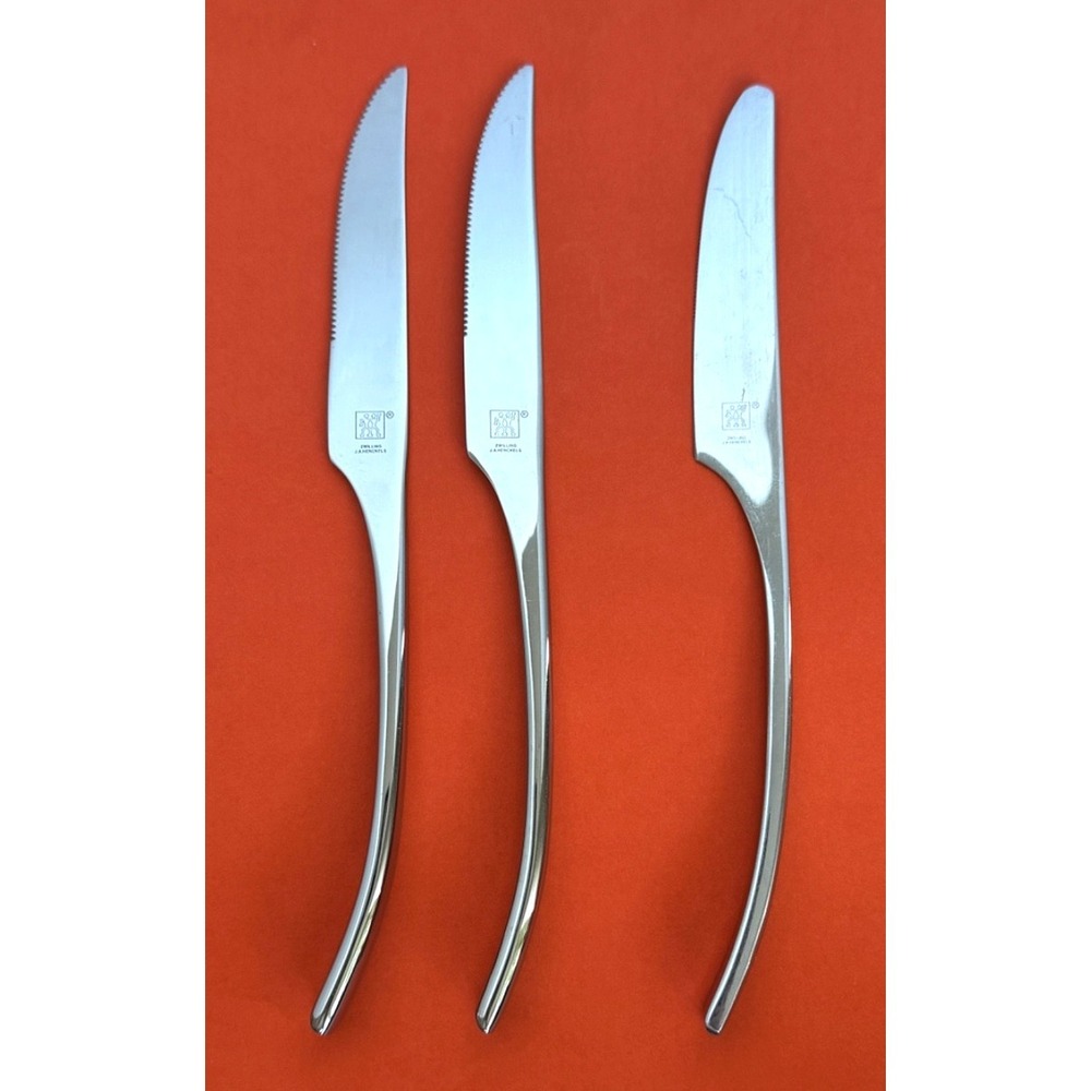 Zwilling Henckels BELLASERA Steak Knives (2) Dinner Knife (1) Stainless Stand-Up